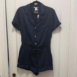 Victoria's Secret Navy Satin Pajama Romper